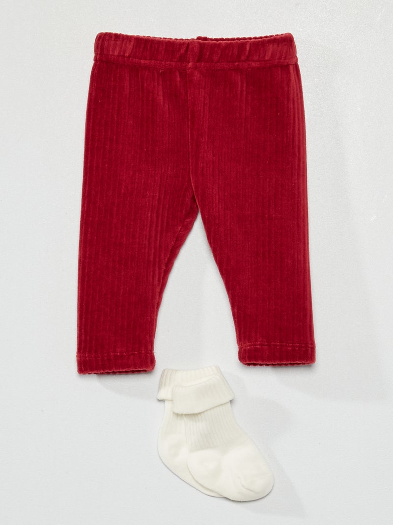 Pantaloni in velluto a coste rosso bordeaux - Kiabi