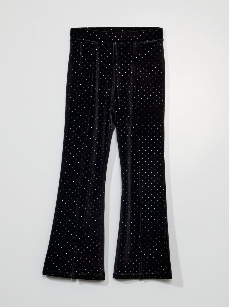 Pantaloni in velluto a pois dorati nero - Kiabi