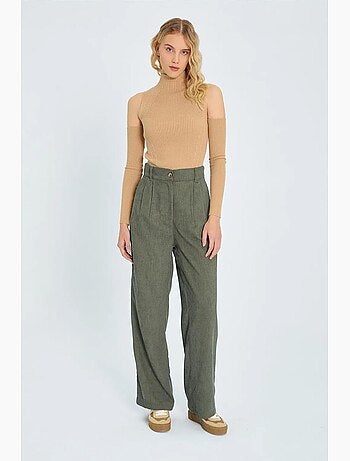 Pantaloni in velluto a vita alta a gamba dritta mixray
