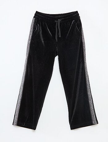 Pantaloni in velluto con bande paillettate