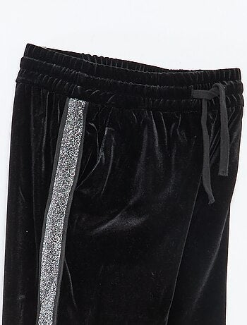 Pantaloni in velluto con bande paillettate