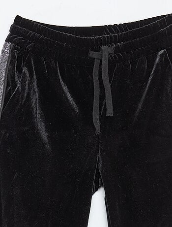 Pantaloni in velluto con bande paillettate