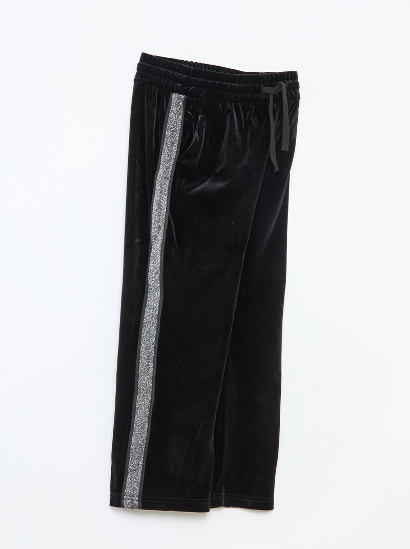 Pantaloni in velluto con bande paillettate Nero - Kiabi