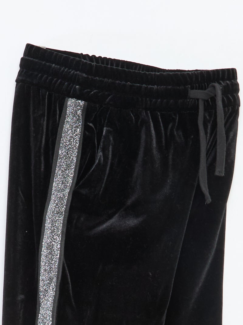 Pantaloni in velluto con bande paillettate Nero - Kiabi