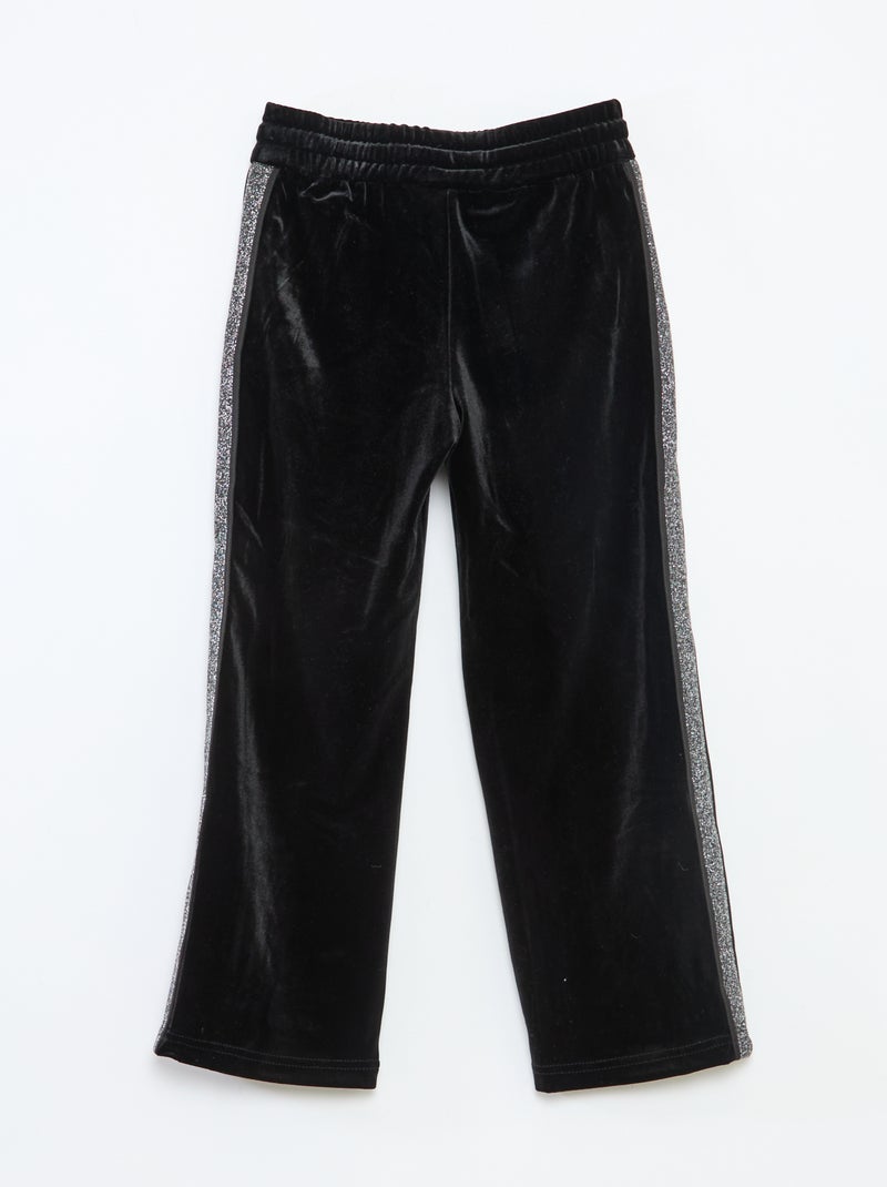 Pantaloni in velluto con bande paillettate Nero - Kiabi