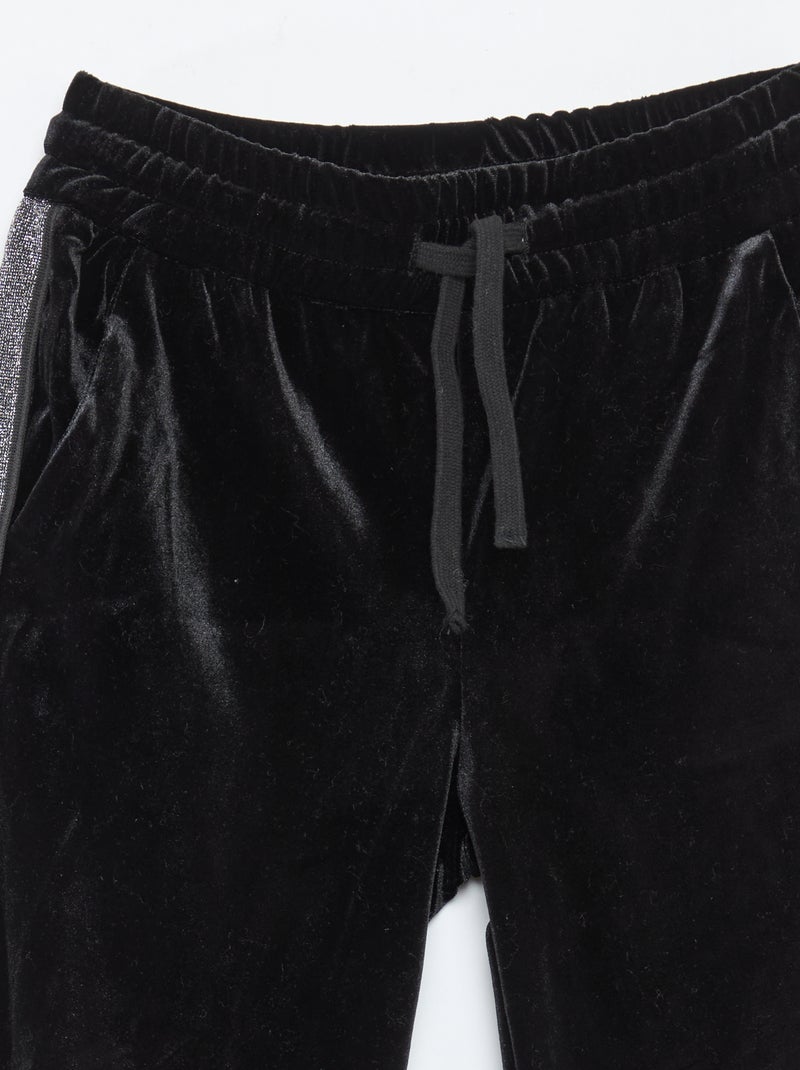 Pantaloni in velluto con bande paillettate Nero - Kiabi