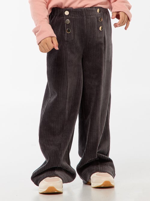 Pantaloni in velluto con doppia apertura a pressione - collezione facile da indossare - Kiabi