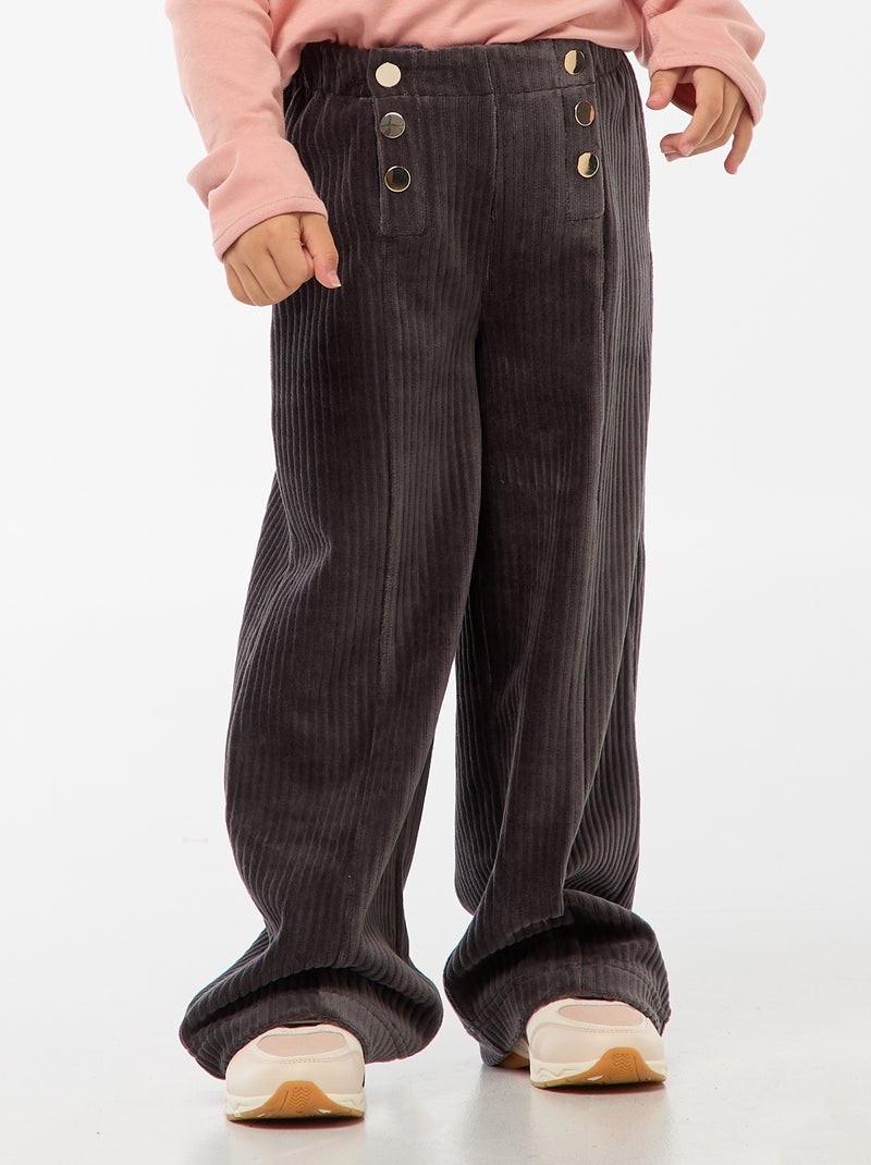 Pantaloni in velluto con doppia apertura a pressione - collezione facile da indossare Nero - Kiabi