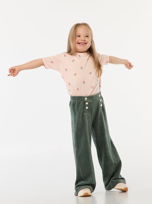 Pantaloni in velluto con doppia apertura a pressione - collezione facile da indossare - Kiabi