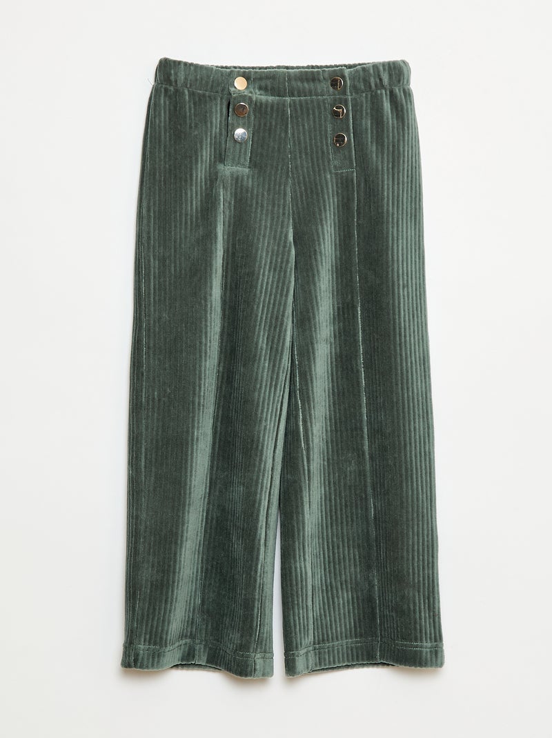 Pantaloni in velluto con doppia apertura a pressione - collezione facile da indossare Verde - Kiabi