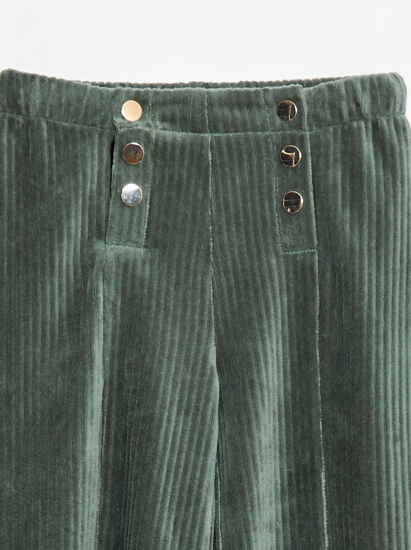 Pantaloni in velluto con doppia apertura a pressione - collezione facile da indossare Verde - Kiabi