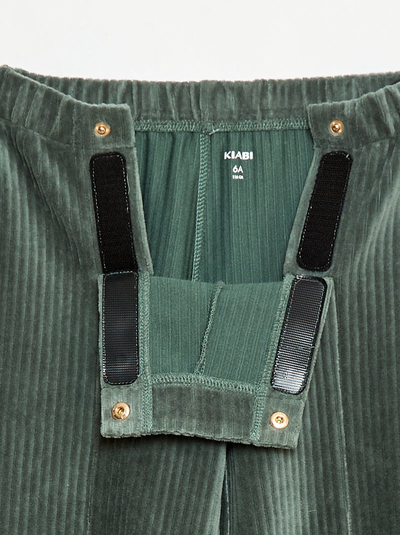 Pantaloni in velluto con doppia apertura a pressione - collezione facile da indossare Verde - Kiabi