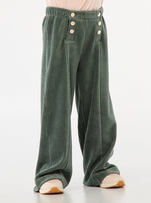 Pantaloni in velluto con doppia apertura a pressione - collezione facile da indossare - Kiabi