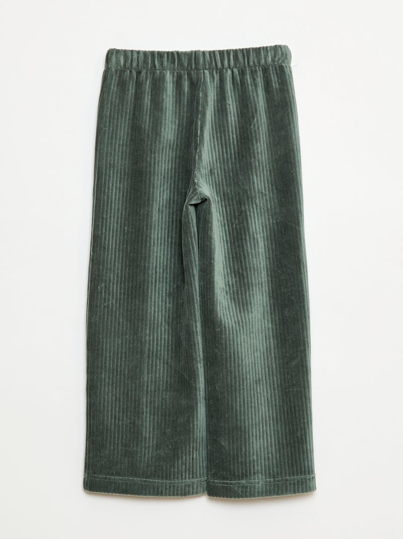 Pantaloni in velluto con doppia apertura a pressione - collezione facile da indossare Verde - Kiabi
