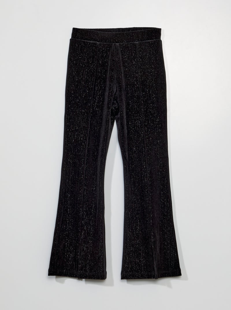 Pantaloni in velluto con fili lucidi nero - Kiabi