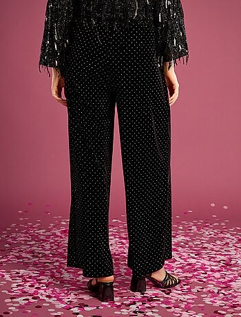Pantaloni in velluto con strass