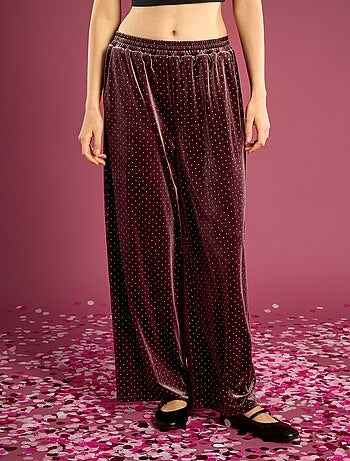 Pantaloni in velluto con strass