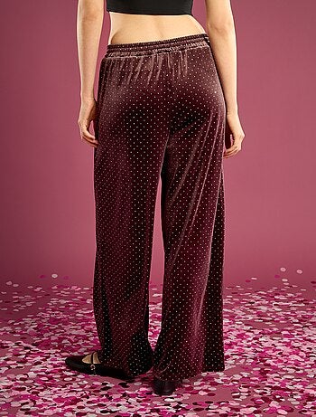 Pantaloni in velluto con strass