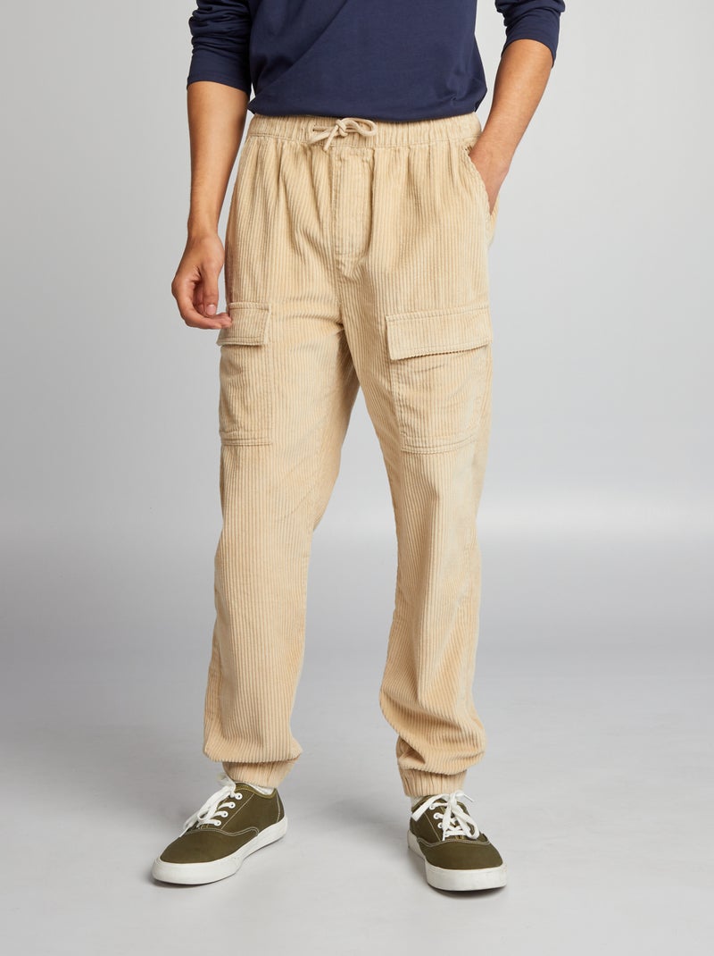 Pantaloni in velluto con tasche BEIGE - Kiabi