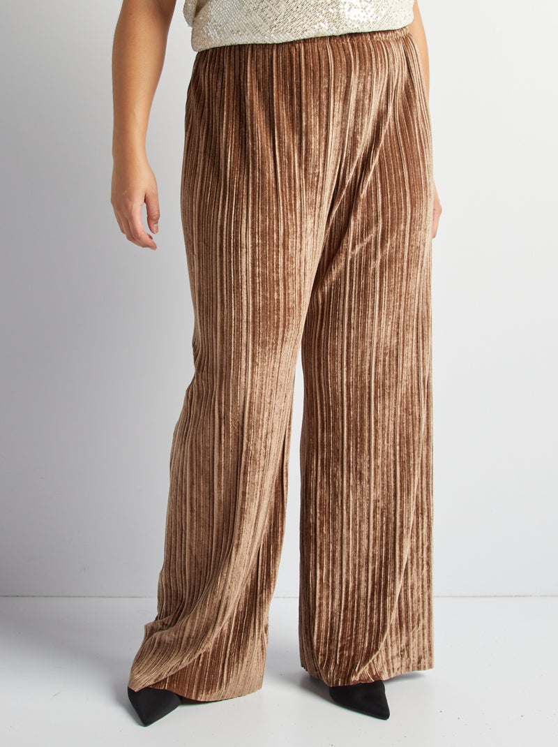 Pantaloni in velluto plissettato MARRONE - Kiabi