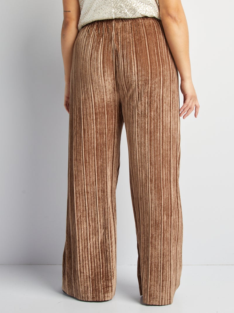 Pantaloni in velluto plissettato MARRONE - Kiabi