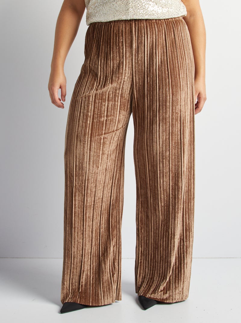 Pantaloni in velluto plissettato MARRONE - Kiabi