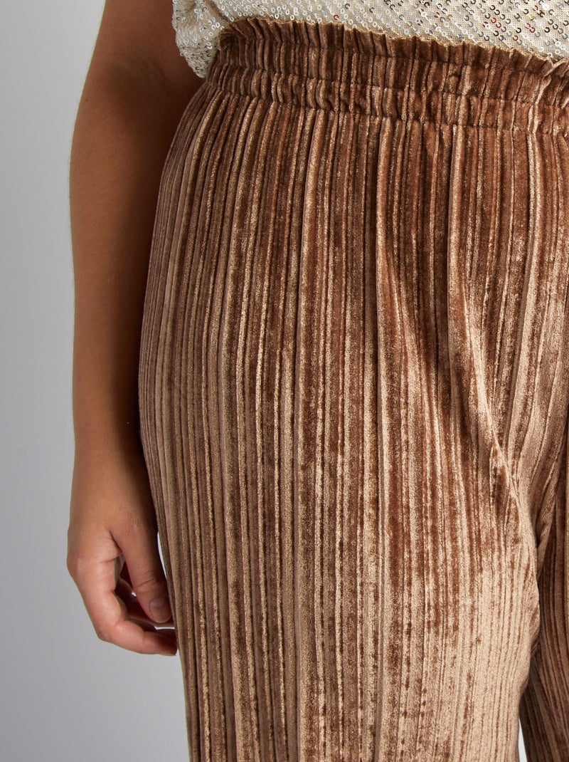 Pantaloni in velluto plissettato MARRONE - Kiabi
