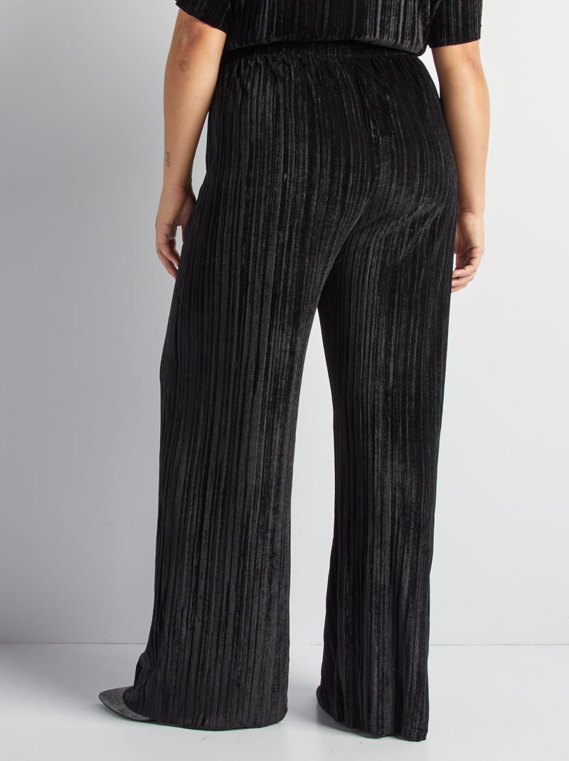 Pantaloni in velluto plissettato nero - Kiabi