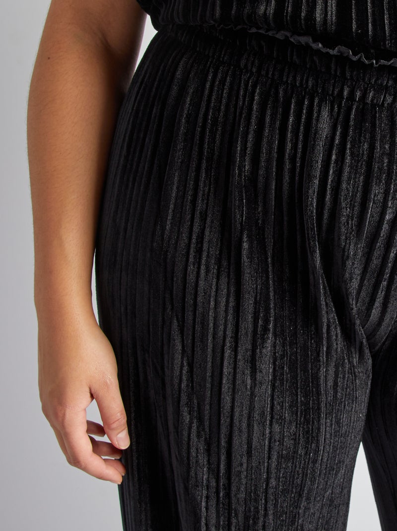 Pantaloni in velluto plissettato nero - Kiabi