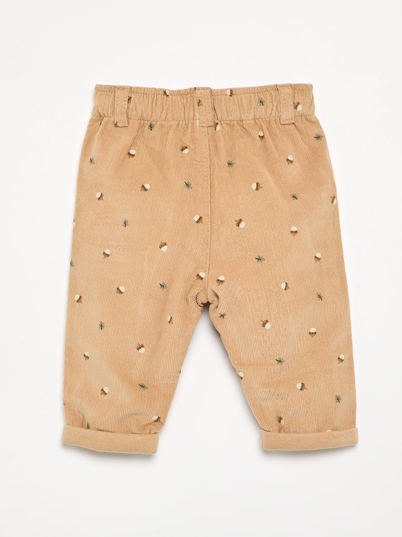 Pantaloni in velluto stampato Beige - Kiabi