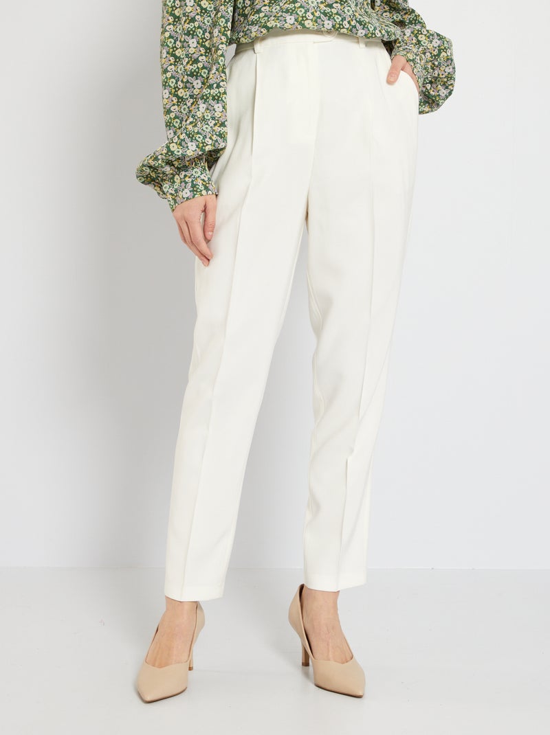 Pantaloni in viscosa a vita alta BIANCO - Kiabi