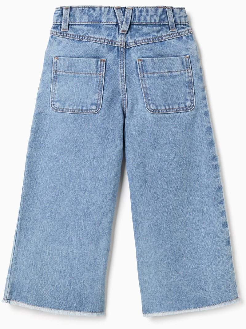 Pantaloni jeans a gamba larga con orli sfrangiati Blu Blu - Kiabi