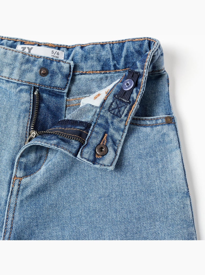 Pantaloni jeans a gamba larga con orli sfrangiati Blu Blu - Kiabi