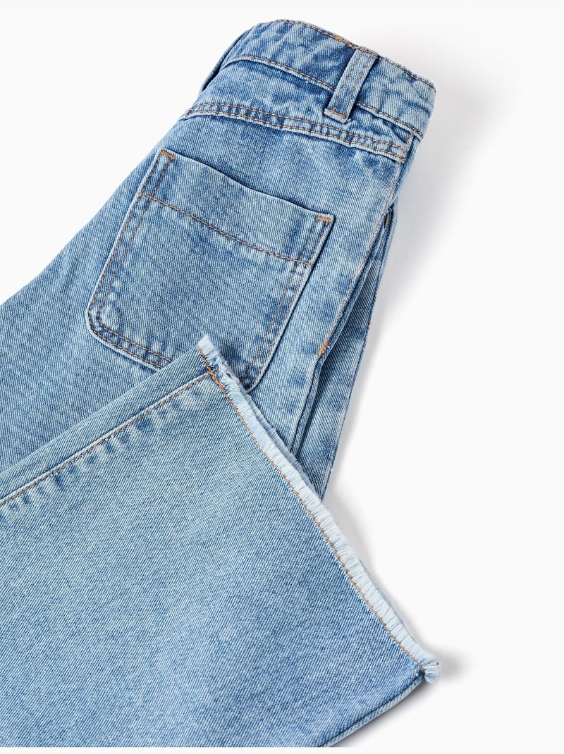 Pantaloni jeans a gamba larga con orli sfrangiati Blu Blu - Kiabi