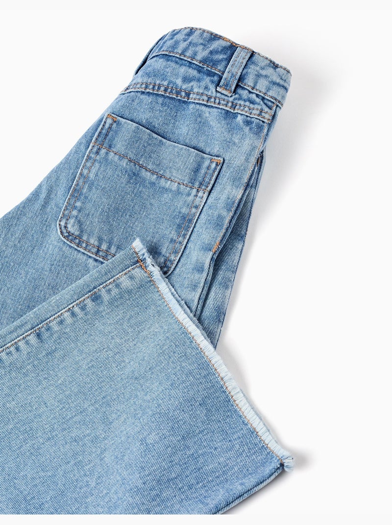 Pantaloni jeans a gamba larga con orli sfrangiati Blu Blu - Kiabi