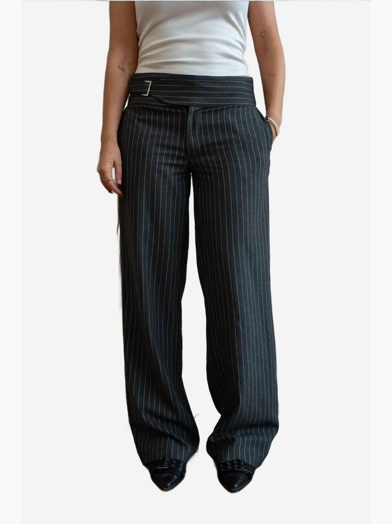 Pantaloni jennifer a righe sottili hiccup Grigio - Kiabi