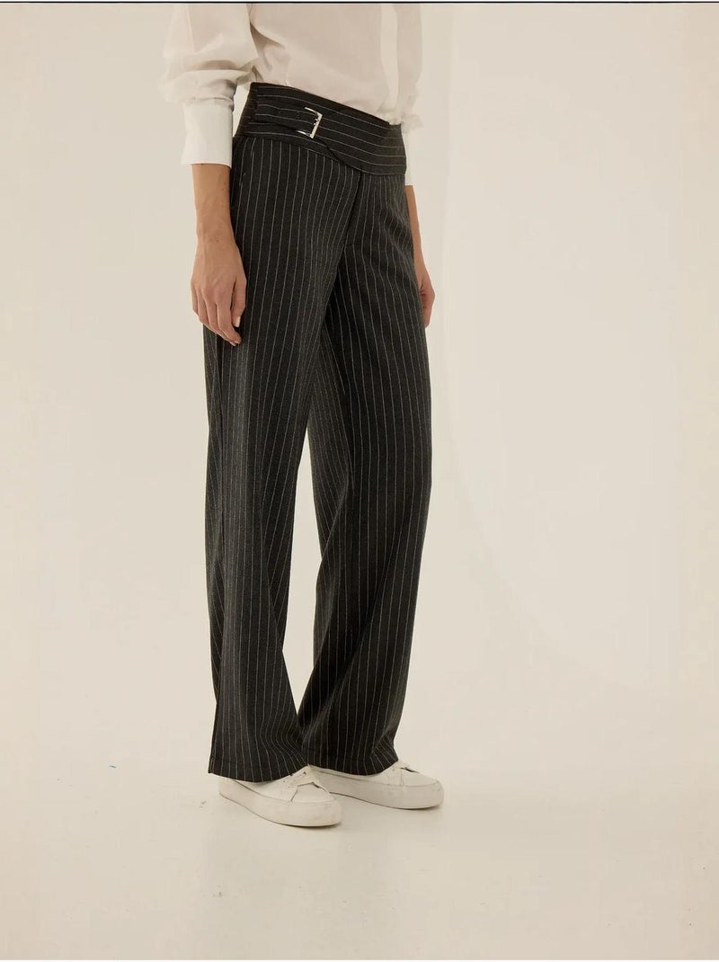 Pantaloni jennifer a righe sottili hiccup Grigio - Kiabi