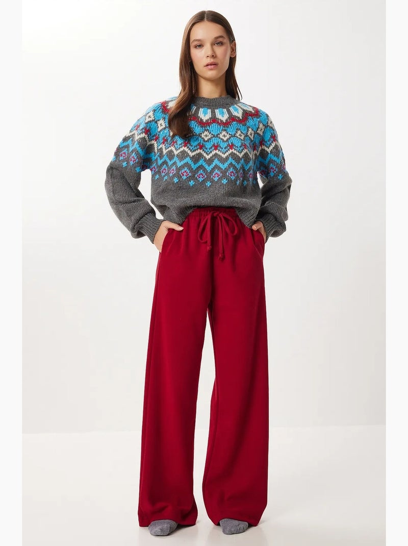 Pantaloni jogger a gamba larga con chiusura a coulisse istanbul Rosso granata - Kiabi