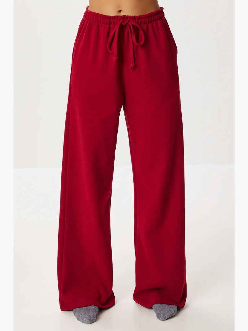 Pantaloni jogger a gamba larga con chiusura a coulisse istanbul Rosso granata - Kiabi