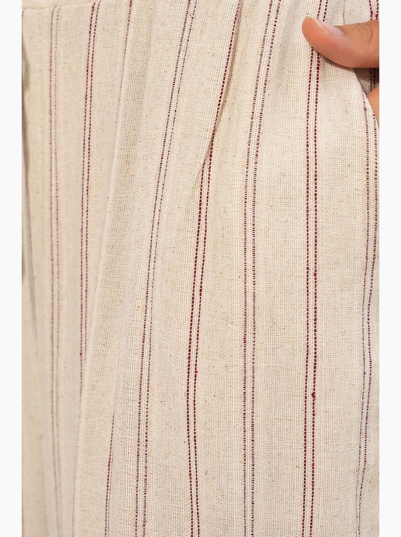 Pantaloni jogger a righe in misto lino bdart Beige chiaro - Kiabi