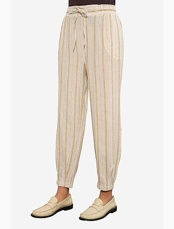 Pantaloni jogger a righe in misto lino bdart