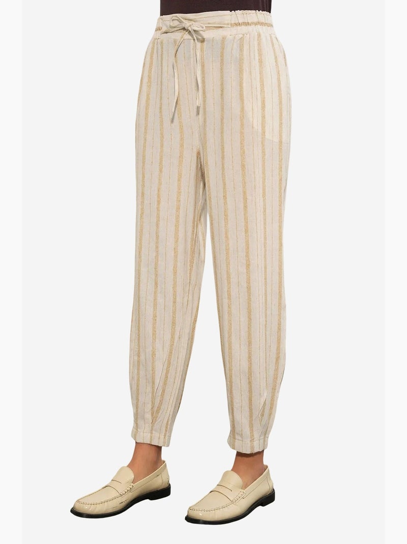 Pantaloni jogger a righe in misto lino bdart Beige naturale - Kiabi