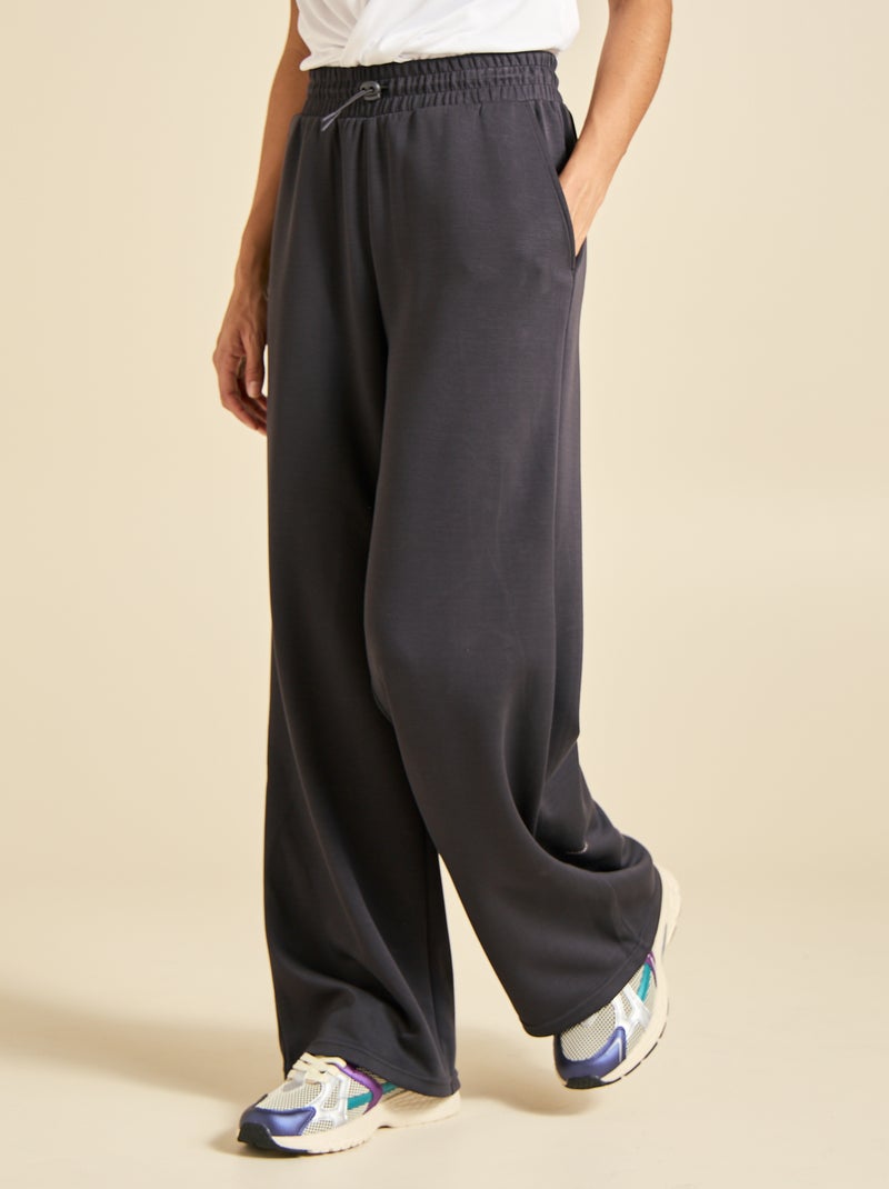 Pantaloni jogger a tinta unita a vita regolare Nero - Kiabi