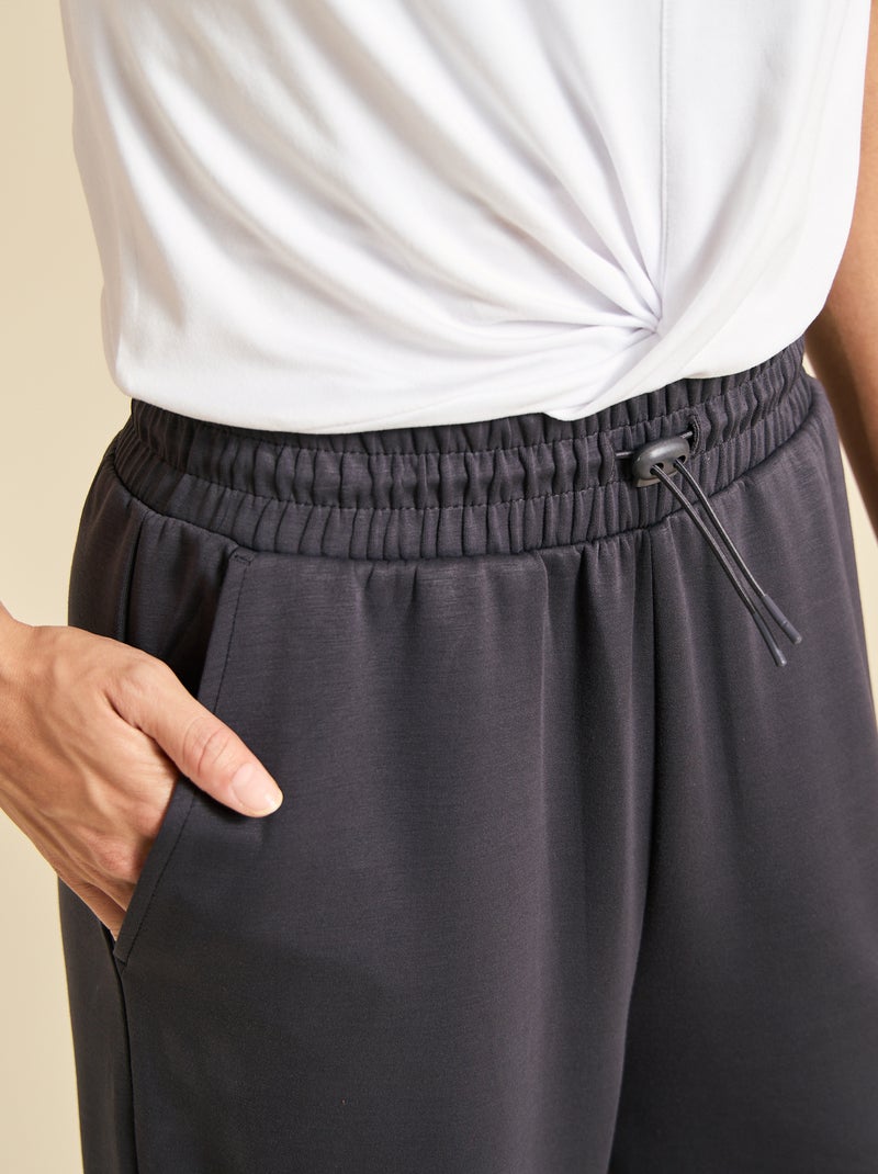 Pantaloni jogger a tinta unita a vita regolare Nero - Kiabi