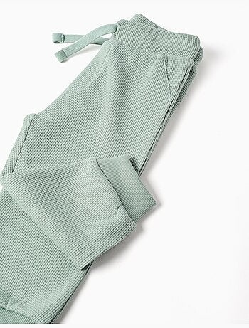 Pantaloni jogger a trama waffle con coulisse