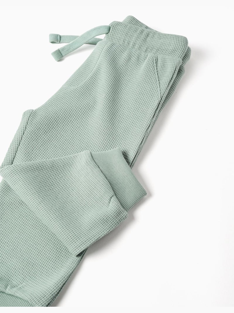 Pantaloni jogger a trama waffle con coulisse Verde - Kiabi