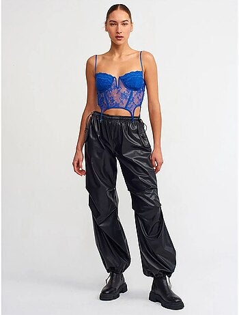 Pantaloni jogger da donna in ecopelle dilvin