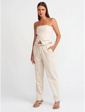 Pantaloni jogger da donna in misto lino