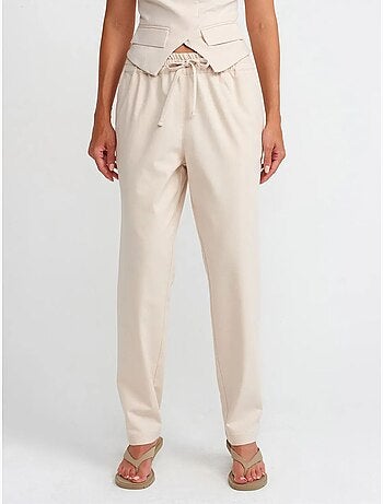 Pantaloni jogger da donna in misto lino