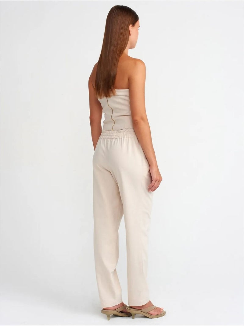 Pantaloni jogger da donna in misto lino Crema - Kiabi